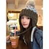 Fair Isle hat for women with large head circumference, new autumn and winter style, ear-protecting hat, cold-proof and warm, makes the face look