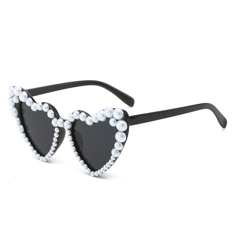 Popular Heart-shaped Pearl Sunglasses, Versatile Personality, Heart-shaped, Love Internet Celebrity Luxury Sweet Love Sunglasses