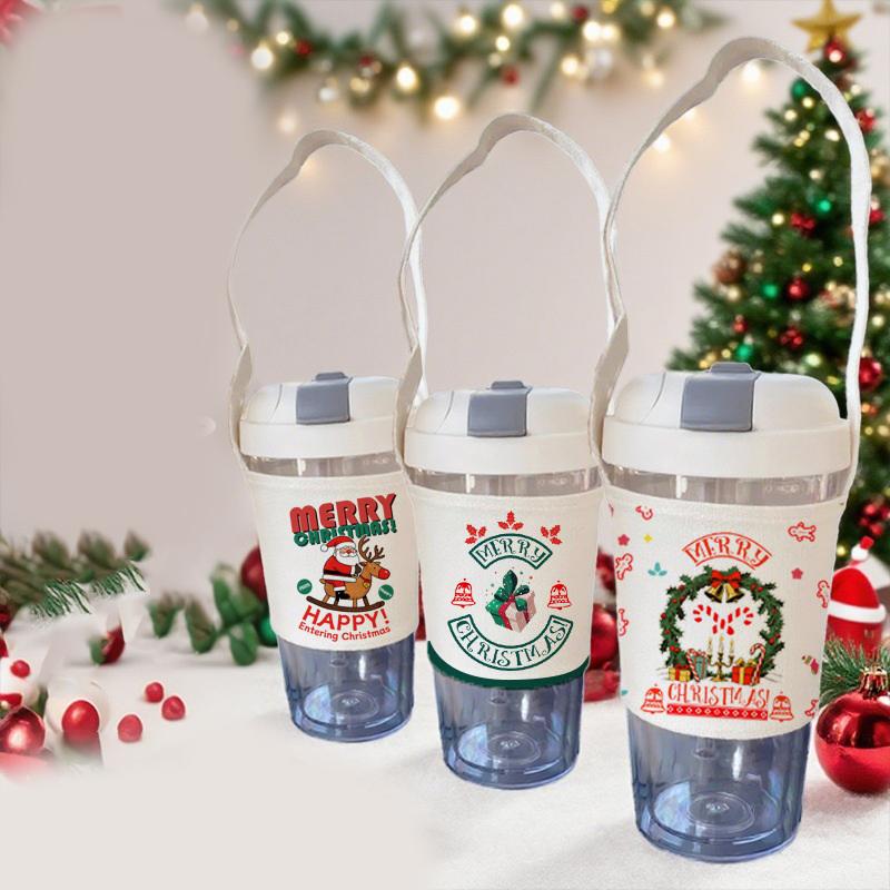 New Christmas Milk Tea Cup Cover Office Portable Mobile Coffee Cup Student Thermos Cup Protective Cover Universal