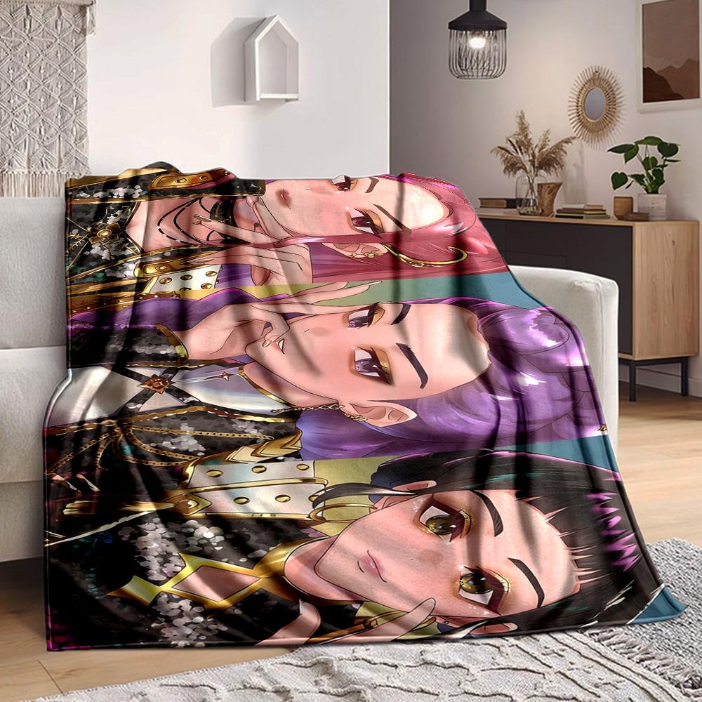 1pc KPop Flannel Throw Blanket - HD Printed Lightweight Soft Warm All-Season Blanket for Sofa, Bed, Travel, Camping - Machine Washable082