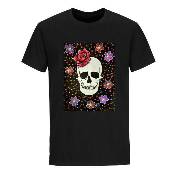 Skull & Flowers  Unique Art T-Shirt - Unisex S разноцветный