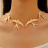 Creative Metal Flying Bird Splicing Choker Necklace for Women Men New Double Layer Stacking Pendant Necklace Jewelry Accessories