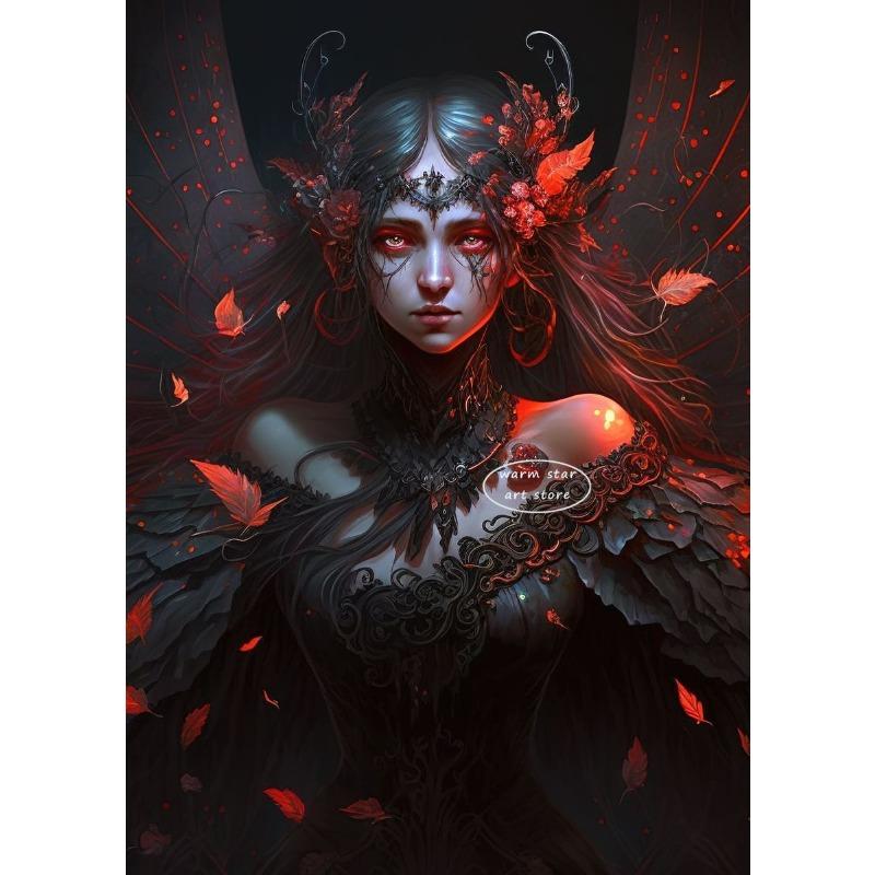 Dark Gothic Fairy Elf Fairy Underwater Mystical Fairy Flower Wing Poster and Print Canvas Painting Wall Art Pictures Home Decor