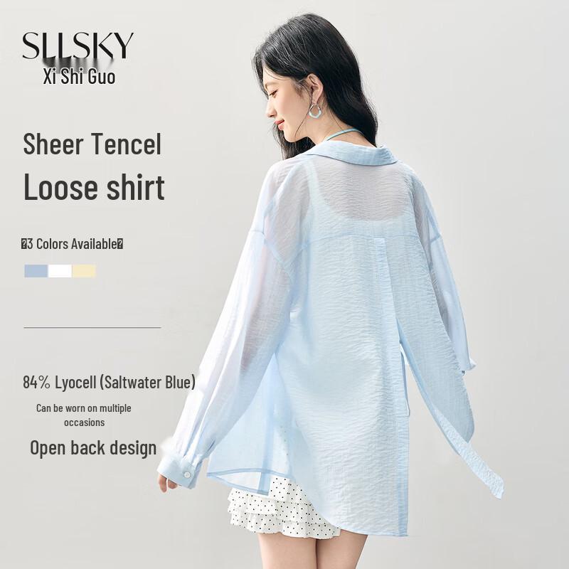 Sllsky Women s Premium Relaxed Fit Lyocell Tencel Long-Sleeve Shirt S