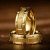 Modern 8MM Men Stainless Steel Rings For Women Gold Color Brushed Double Groove Pattern Rings Men's Wedding Party Jewelry Gift