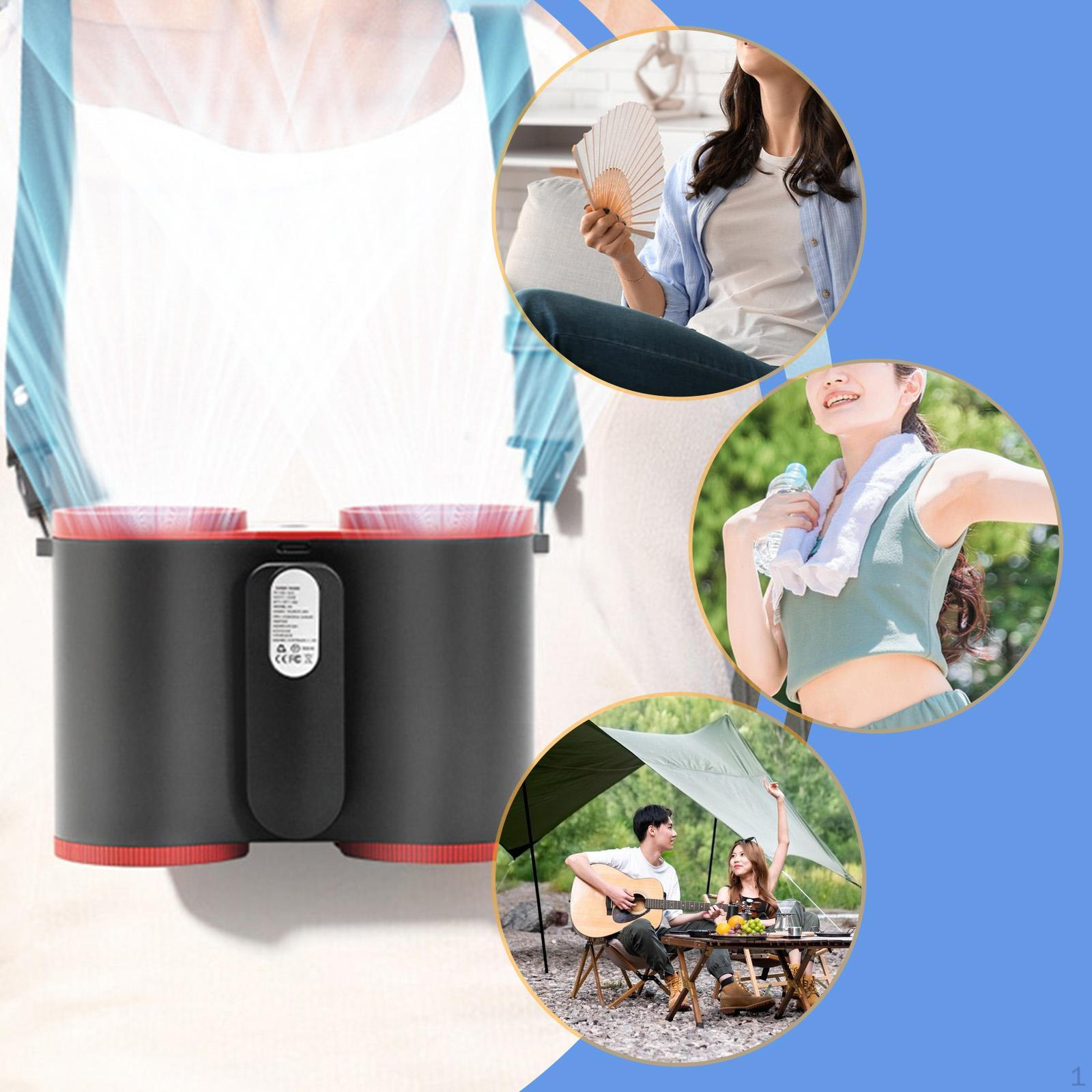 

Belt Fan 3 Adjustable Winds Desk Low Noise Practical Wearable Hanging for Fishing Camping