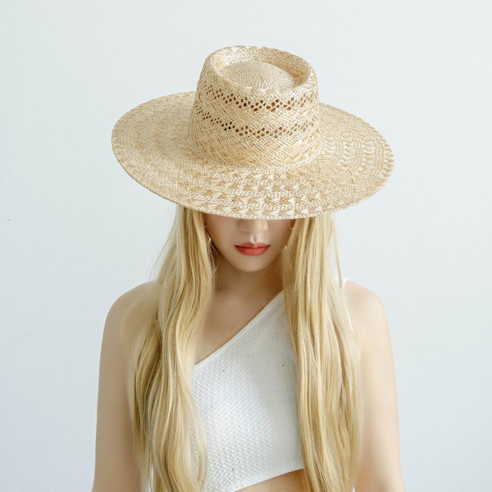 USPOP Frühling Sommer Mode Retro Hohl Handgewebt Sisal Breiter Rand Strohhut Ring Oberseite Stroh Jazz Fedoras Sonnenhut