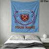 Custom Name West Ham United Wall Tapestry Aesthetic Wall Hanging Printed Fabric Blanket Decorative Tapestries for Bedroom Living Room Home Decor