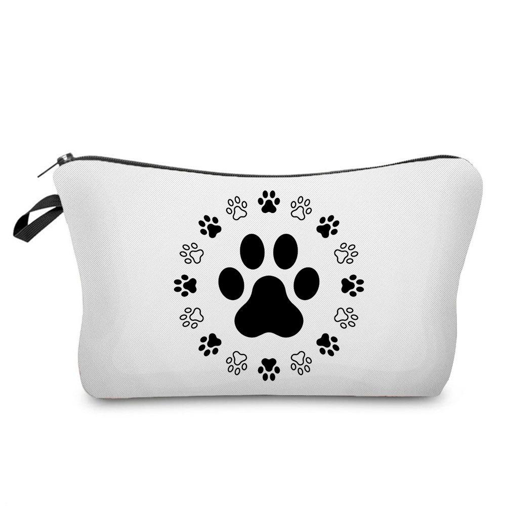Women Dog Paw Print Cosmetic Bag Toiletries Organize Travel Storage Case 6874