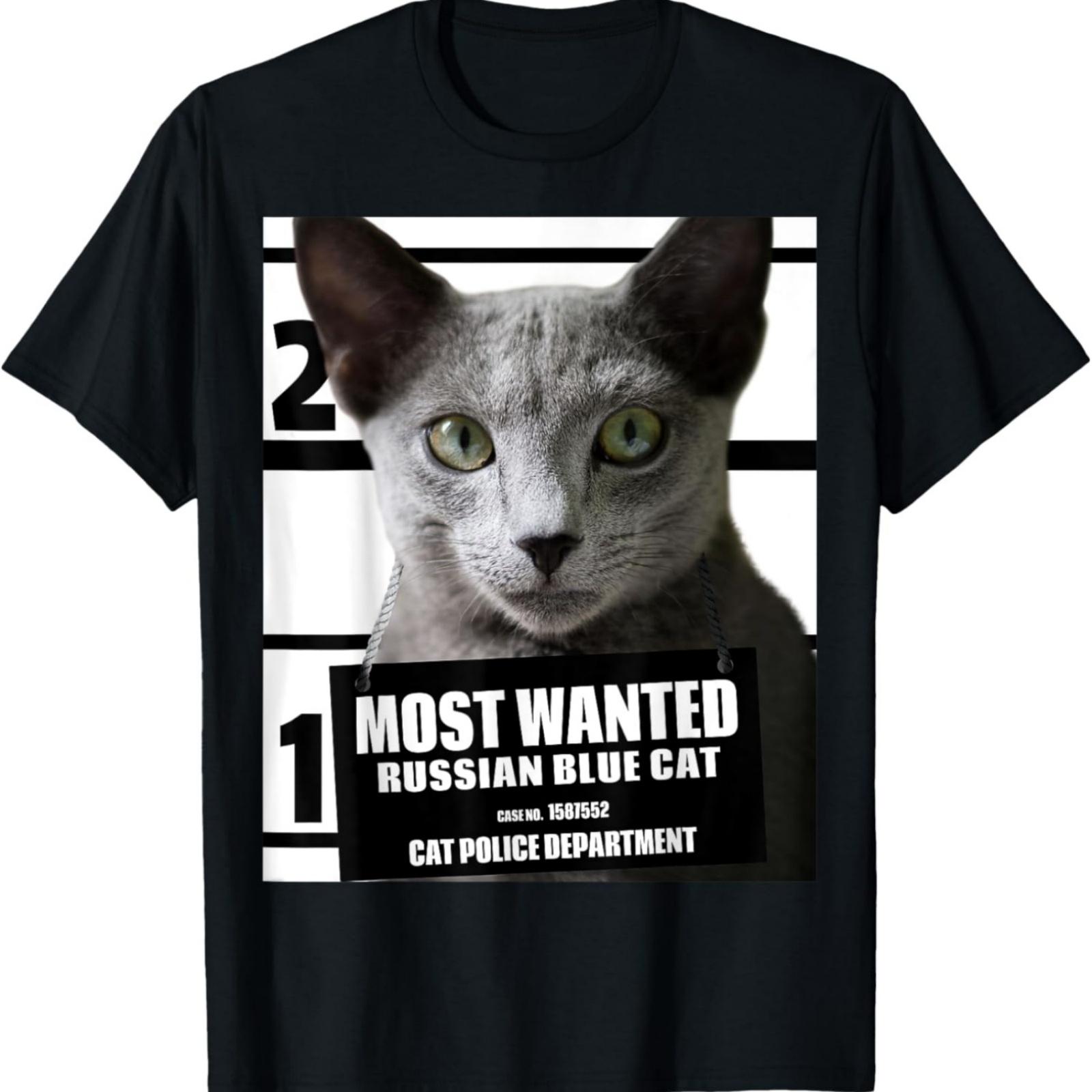 Most Wanted Cat Russian Blue Cat - Cute Cat T-Shirt S