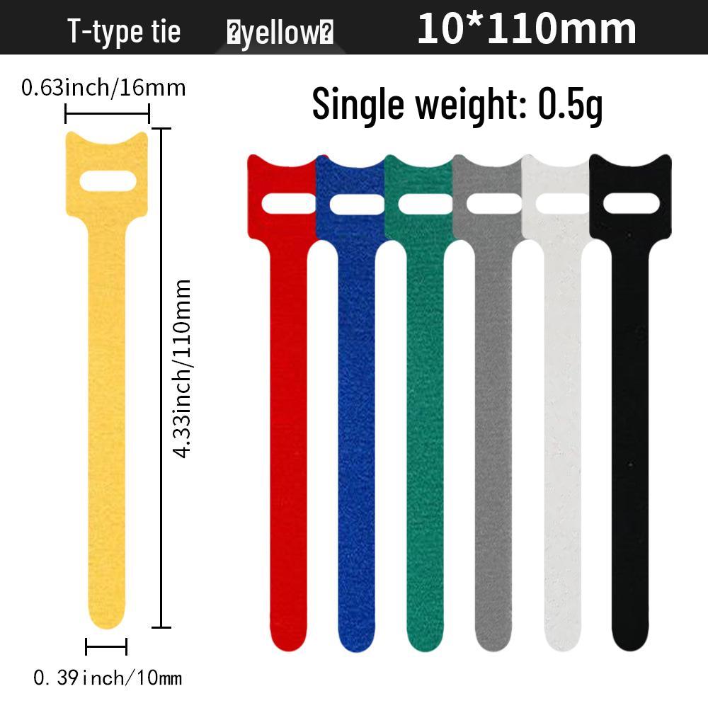 T-Type Magic Tape Cable Ties for Earphones, Data Cables, Organizers, and Network Cables with Back-to-Back Adhesive Straps.