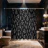 1PC Simple Black and White Hand-drawn Plant Flower Shower Curtain Waterproof Bathroom Partition Privacy Hanging Curtain