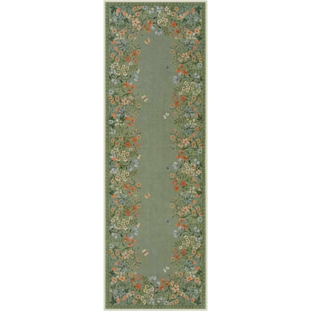 Tappeto per Corridoio Passerella Tappeto Lungo Lavabile in Macchina Pieghevole Antiscivolo Tappetino per Pavimento Tappeti Fiore di Primavera Decorazione per la Casa per Soggiorno