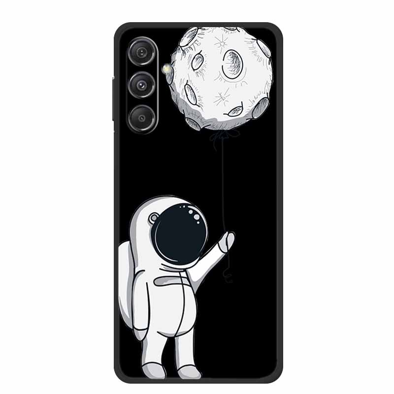 For Samsung Galaxy M36 A17 5G Case Flower Black Silicone Soft Back Cover For Samsung Galaxy S25 FE Plus Phone Case Coque Cartoon