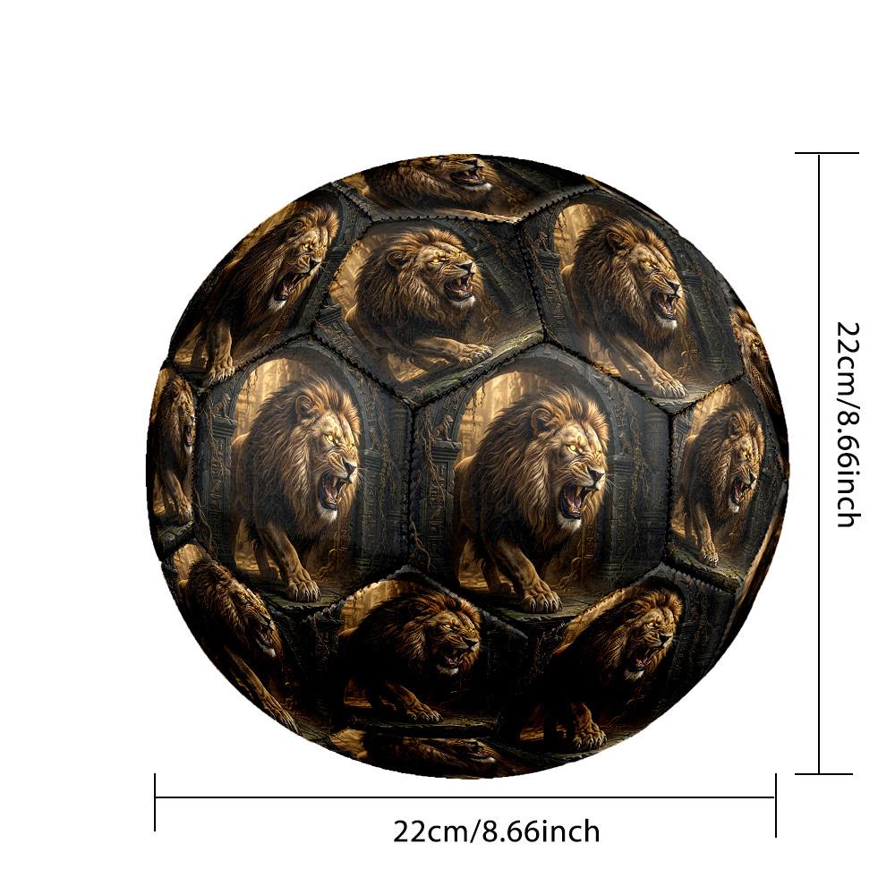 1pc Lion Ruins Theme Soccer Ball Football, Size 5, Lightweight PVC, Durable Outdoor Training Soccer Ball, Gift M61498