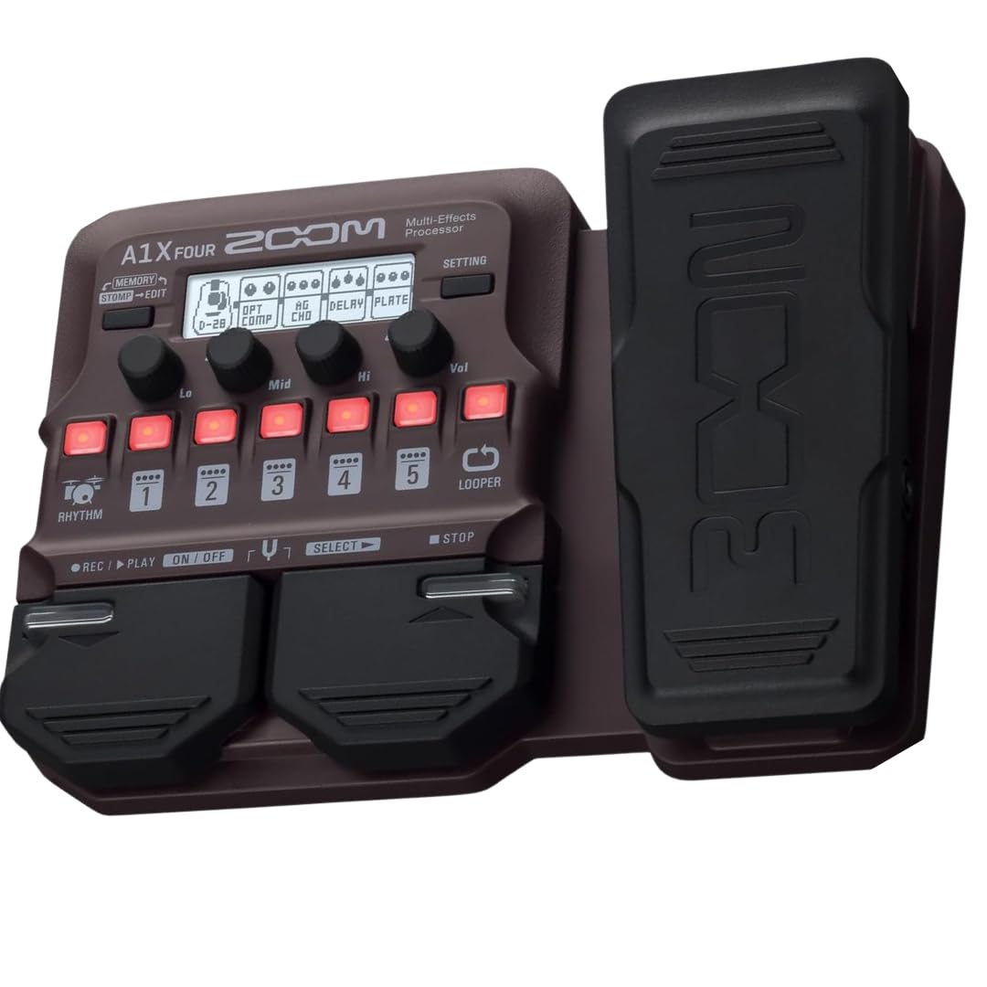 ZOOM A1X FOUR Acoustic Instrument Pedal with Includes dedicated microphone Ideal for live and home Suitable for and acoustic Multi-Effects 3-Year