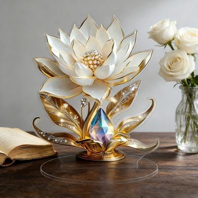 Placa Acrílica de Flor 2D Plana Rosa Sinal de Mesa para Escritório Quarto Mesa Efeito Cristal Placa de Flor Rosa para Mãe Esposa Avó