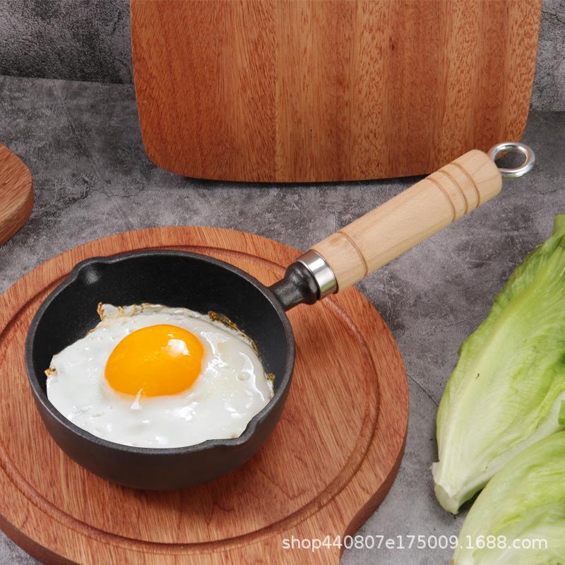Non-Coated Thick Cast Iron Frying Pan for Eggs - Flat Bottom, Non-stick, Suitable for Induction & Gas Cookers