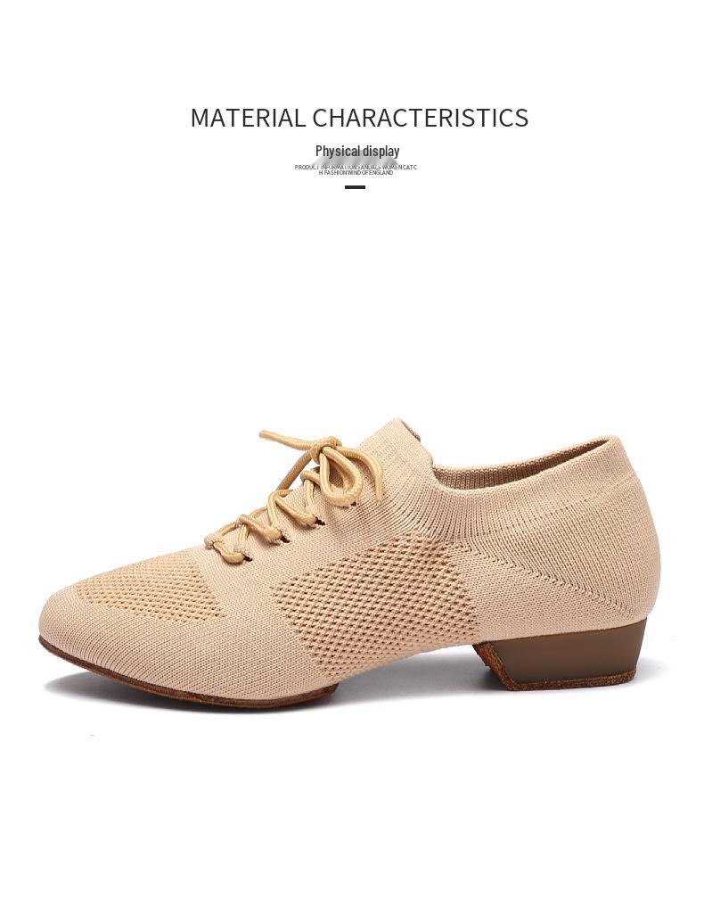 Fly-knit Schnür-Ballerinas mit Absatz für Damen-Latein-, Yoga- oder Jazztanz.