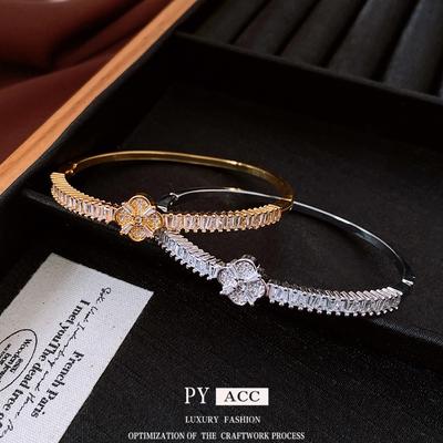 Zircon Four-leaf Flower Bracelet Niche Versatile Temperament Bracelet Light Luxury High-end Niche Jewelry