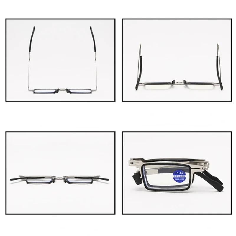 Portable Reading Glasses Hd Folding Middle-aged And Elderly Reading Glasses For Men And Women Imitation Retro Ultra-light Circle