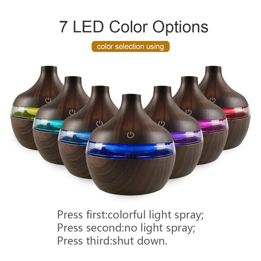 2-in-1 Wood Air Humidifier & Aroma Diffuser - 300ml USB Essential Oil Diffuser for Home, Office, Yoga Studio - Aromatherapy Mach