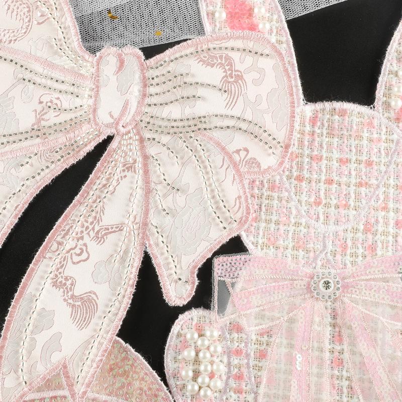 Mesh Bow Lace Embroidery Sticker Diy Hand Account Accessories Wedding Dress Accessories Brooch Hair Accessories National Style Cloth Sticker