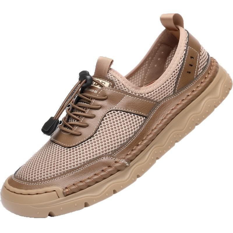 Flying Woven Mesh Shoes Men's New Summer Breathable Lightweight Sports Casual Shoes Soft-soled Leather Shoes