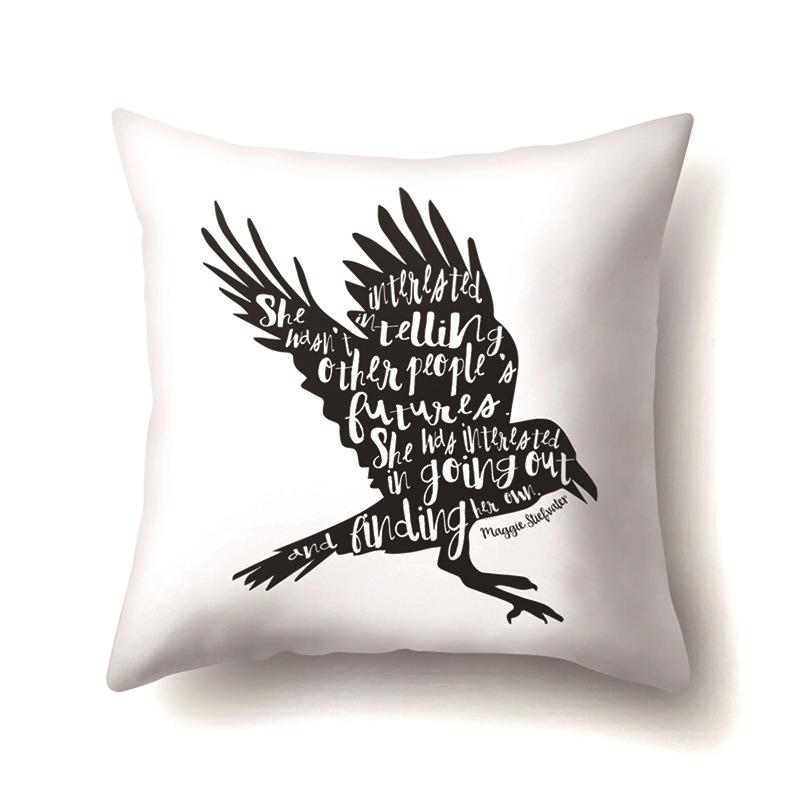 Nordic Style Ins Illustration Graffiti Polyester Pillowcase Car Decoration Home Printed Waist Rest Pillowcase