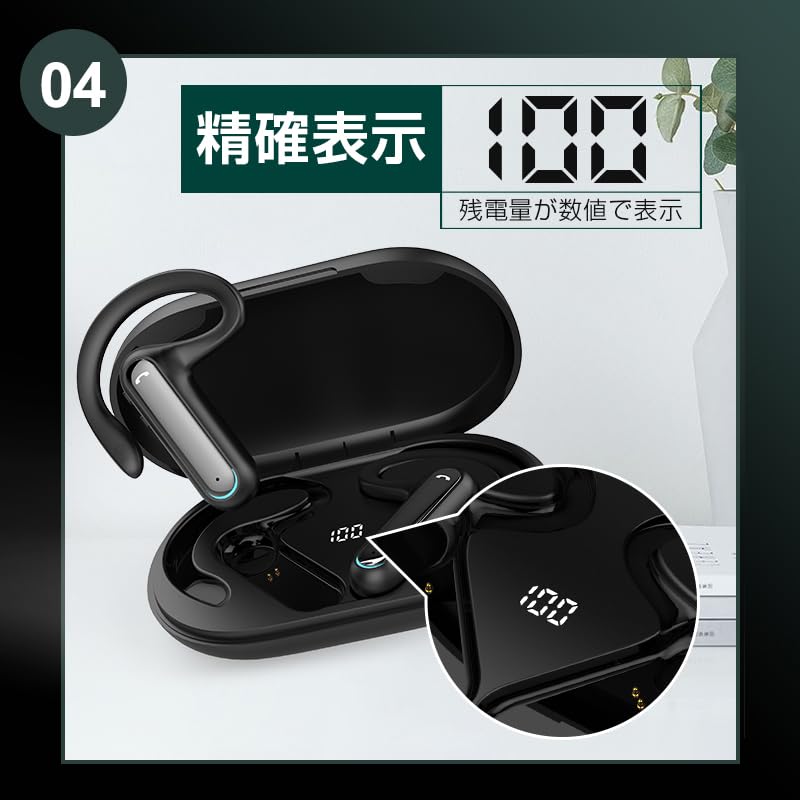 Bluetooth 5.3 Wireless Headset with Charging Case, Long-Lasting Use, Ear-Hook Design, No Ear Blocking, Built-in Hands-Free Calling, Lightweight, for