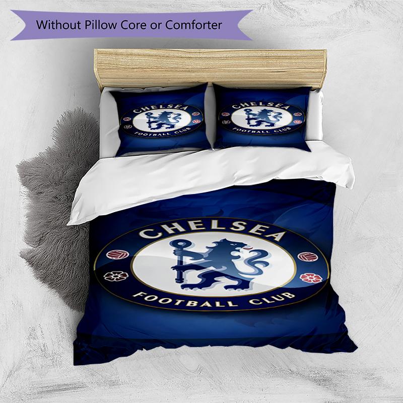 3pcs Duvet Cover Set (1*Duvet Cover + 2*Pillowcase, Without Core),Chelsea F.C Print Bedding Set, Bedroom Decor, All‑Season, Birthday Gift