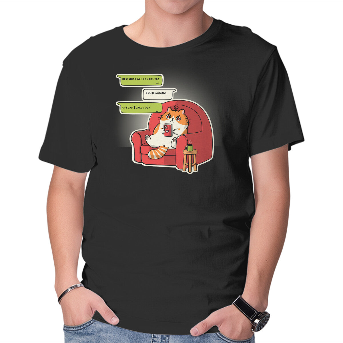 Unisex Crew Neck T-Shirt Relax At Home Graphic Short Sleeve Casual Tee XXXL