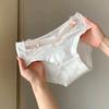 Ladies Summer Pure To Sweet Lace Edge Bow Pure Cotton Soft and Comfortable Low Waist Briefs
