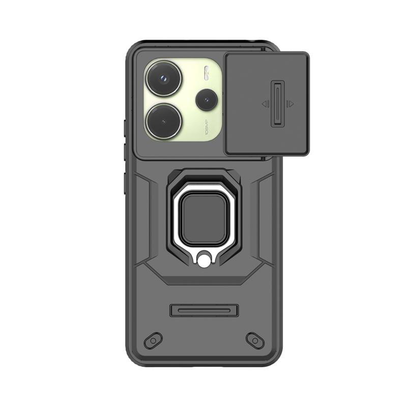 Ring Bracket Phone Case For Xiaomi Redmi Note 14 4G Case Cover For Redmi Note 14 Pro 4G Sliding Window Funda Back Cover