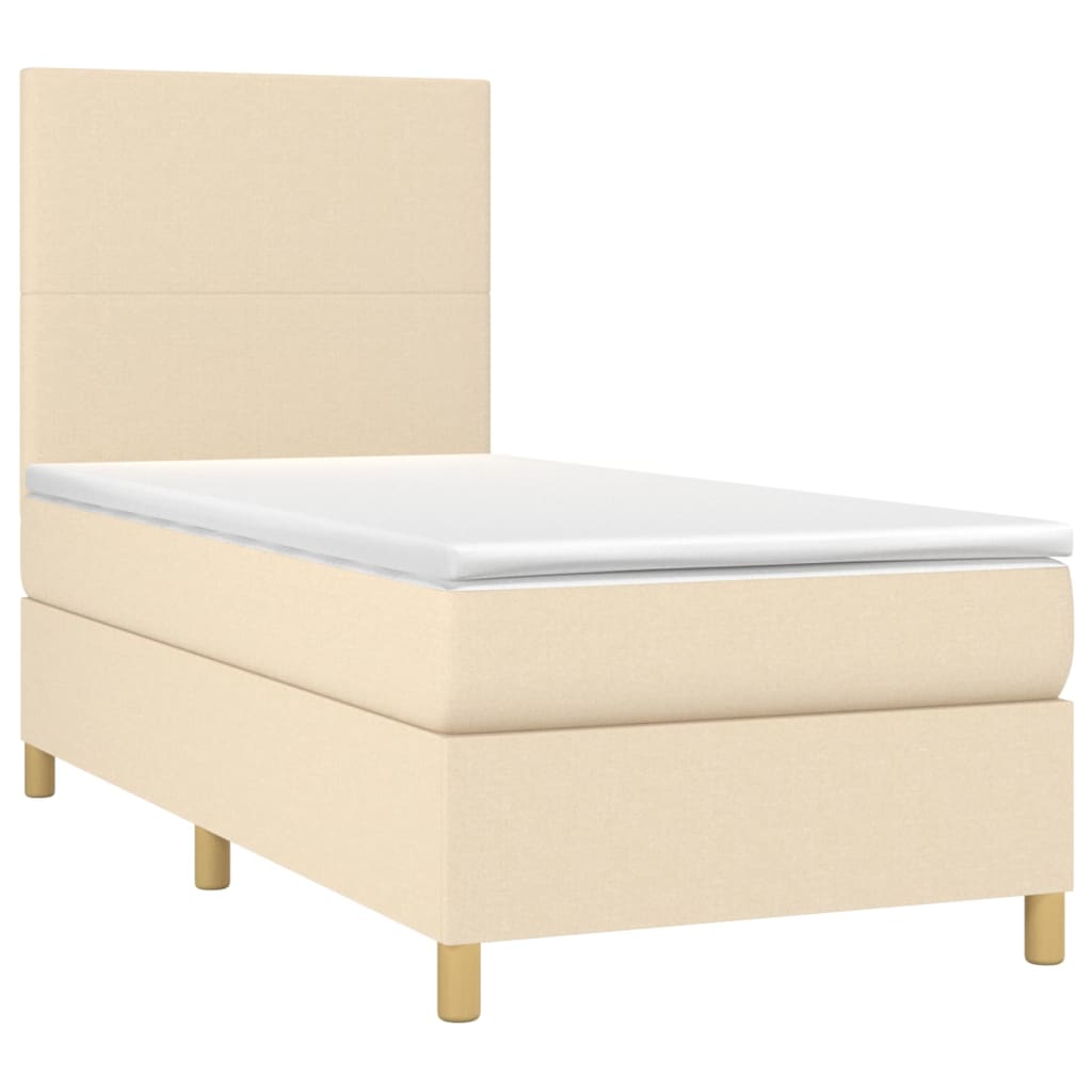Box Spring Bed with Mattress Cream 100x200 cm Fabric
