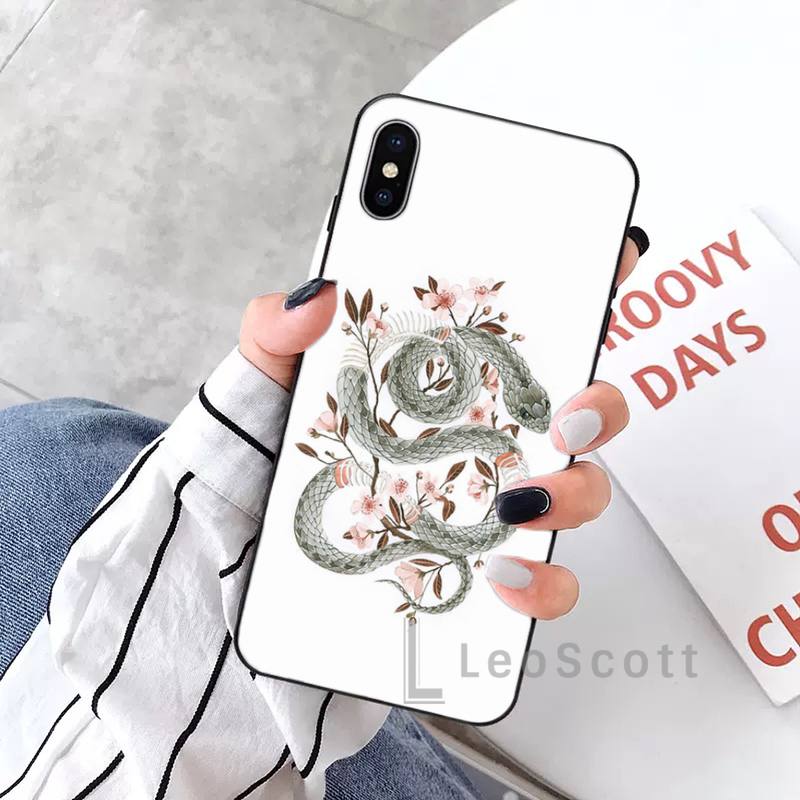 Coole weiche Telefonhülle mit Blumen-, Drachen- und Schlangenmotiv für iPhone 11 12 Pro XS MAX 8 7 6 6S Plus X 5S SE 2020 XR
