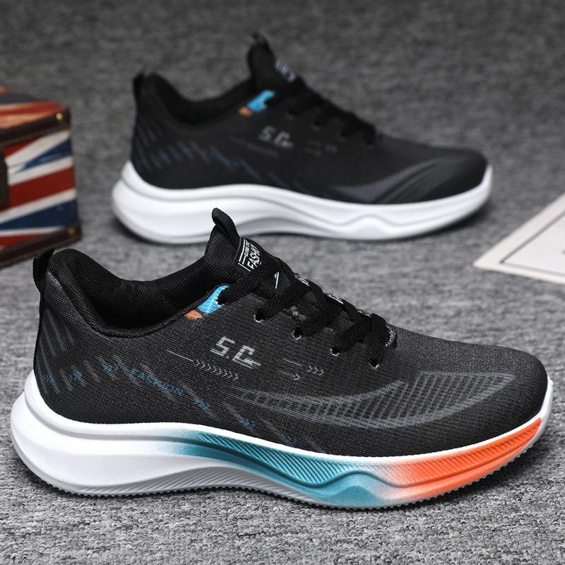Spring Running Shoes Men's Thin Sneakers Platform Tide Shoes Travel Shoes Breathable Ice Silk Mesh Shoes