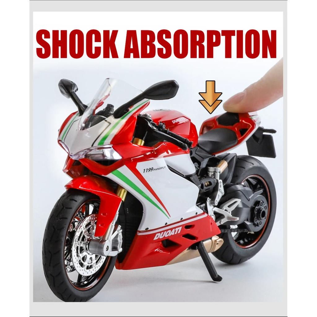 1/12 Ducati 1199 Panigale S Alloy Die Cast Motorcycle Model Toy Vehicle Collection Sound and Light Off Road Autocycle Toys Car