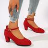 Leisure Classic Pumps Female Buckle Strap Square High Heels Square Toe Women Shoes Square Buckle Summer Shoes Plus Size