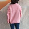 Women's Solid Color Knitted Pullover Sweater With Round Neck Splicing And Three-dimensional  Sweater