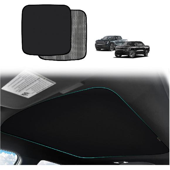 BestEvMod Foldable Sunshade Roof Compatible With Chevy Silverado EV RST/GMC Sierra EV Denali 2025 2024 Heat Ulation Reflective Glass Roof Sun Shade