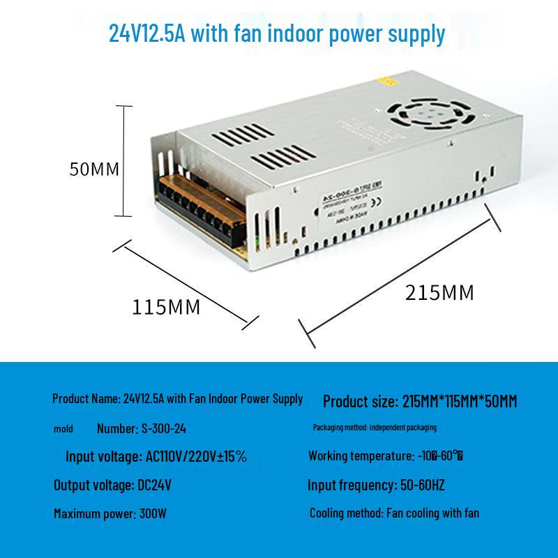 220V To 12V/24V/5V DC Power Supply for LED Strip Lights - 5A/10A/30A, 60W Transformer
