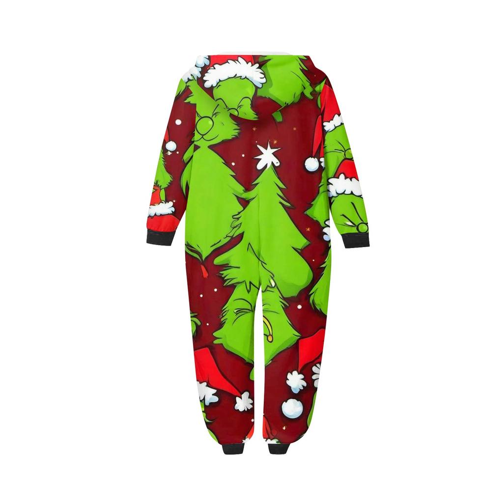 Rodzic-Świąteczny Nadruk Rodzic-Dziecko Kaptur Zapinany na Zamek Jednoczęściowy Domowy