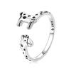 WOSTU 925 Silver Pet Cat Stackable Opening Ring For Women Snake Dog Adjustable Rings Fine Jewelry Party Birthday Gift