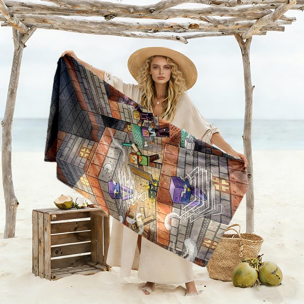 Minecraft Beach Towel Super Soft & Absorbent Comfortable Lightweight Suitable for Swimming, Gym, Camping, Yoga Vacation