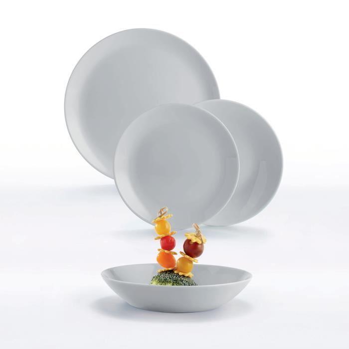 Service De Table - LUMINARC - Diwali Granit - 18 Pièces - Opale - Gris