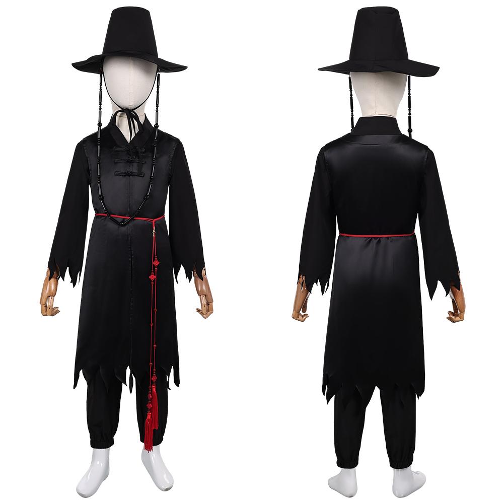 Dětský Kpop Lovci démonů Jinu Cosplay Kostým na hraní rolí Saja Chlapecký kabát Klobouk pro děti Fantasy Převlek Oblečení Halloween