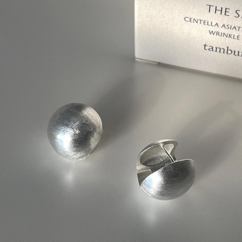 New 925 Silver Hoop Earrings Clip Matte Circle Geometric Punk For Women Girl Gift Jewelry