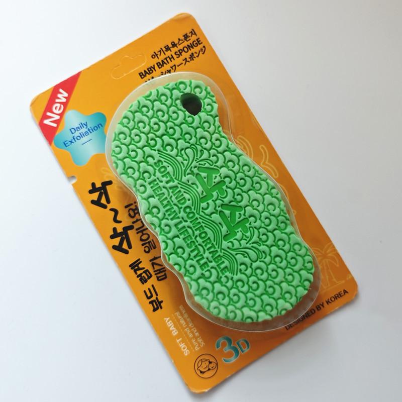 3D  Painless Bath Sponge Artifact for Pregnant and Infant Children Mud Bath Sponge LOGO Super Soft Bath Sponge зелёный