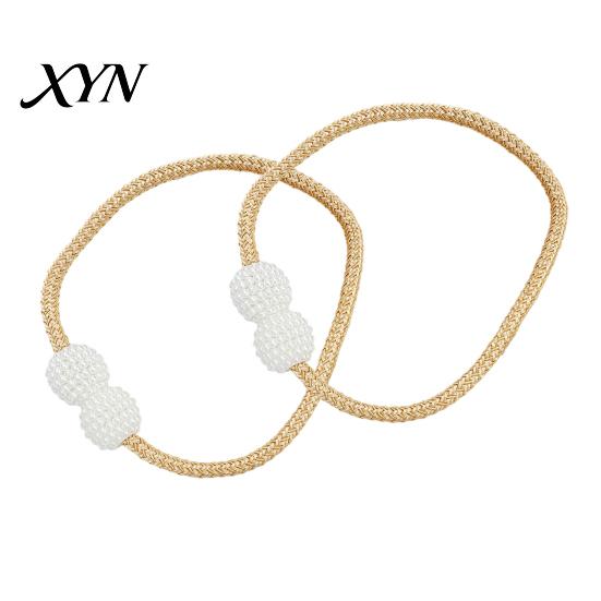 Quick Curtain Holders 1 Pair Faux Pearl Tiebacks, Elegant Beaded Holdbacks, Secure Fasteners Woven Rope Decorative Drapery for Living Room Bedroom